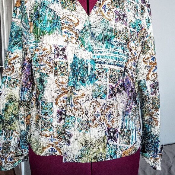 Chico's Multi-Color Open Front Silk & Wool Jacket - Picture 2 of 6